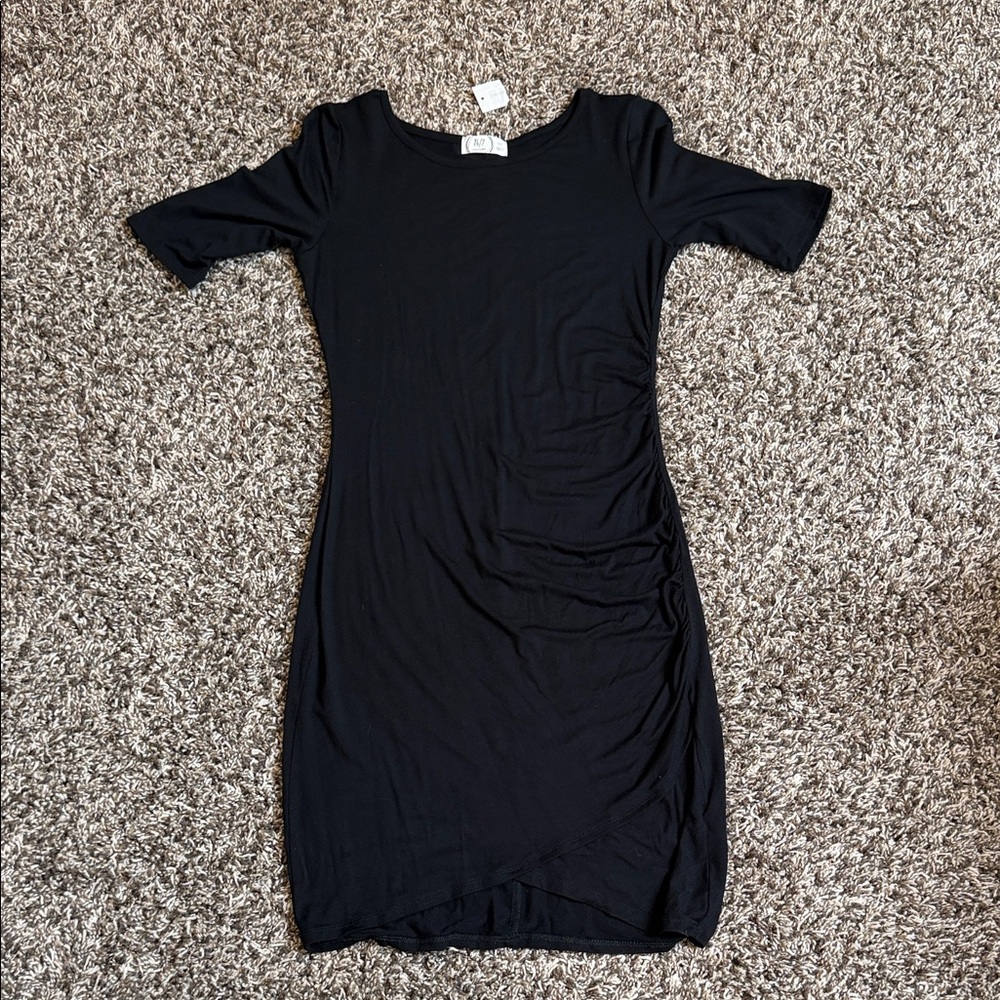 Maurices Black Midi Dress with Side Ruching